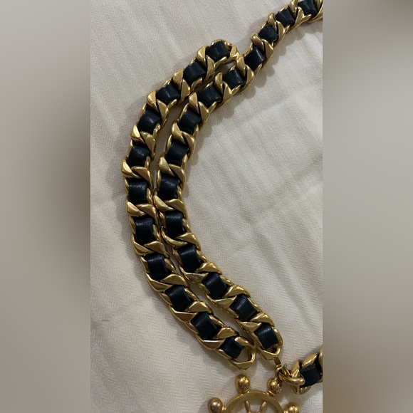 Chanel Vintage Ship Steering Wheel Braided Leather Gold Chain Belt - Picture 12 of 14